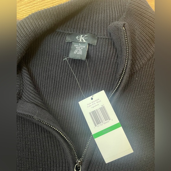 Calvin Klein 1/4 zip up pullover sweater size L in black with NWT - Picture 6 of 9